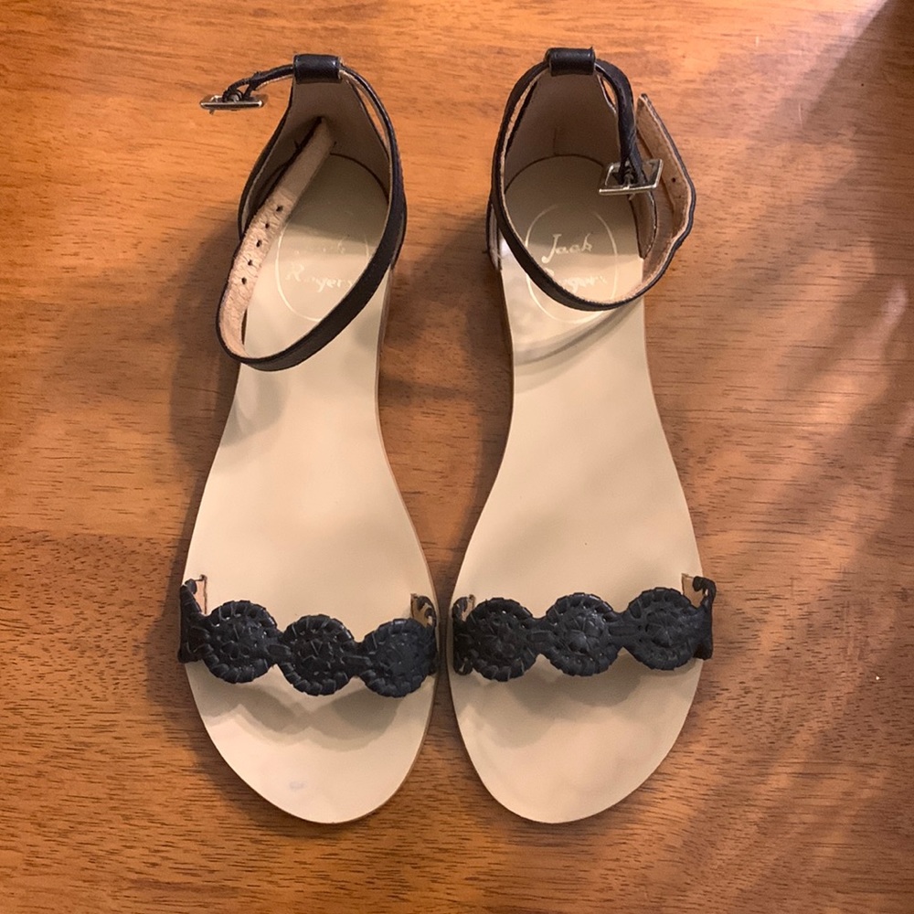 Jack Rogers Daphne Ankle Strap Sandals Black Size 7.5